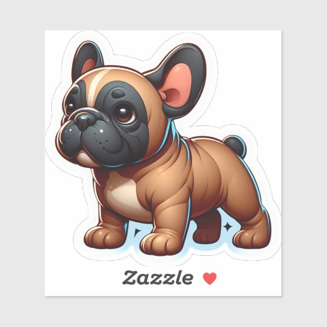 Chubby Brown French Bulldog Puppy Ganzkörper Aufkleber (Blatt)