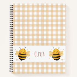 Chubby Bumblebee "Bee Happy" Gingham Notizbuch