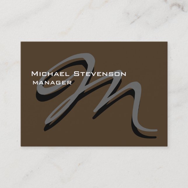 Chubby Cafe Noir Gray Monogram Business Card Visitenkarte (Vorderseite)