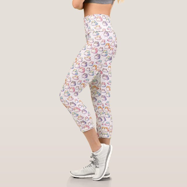 Chubby Cartoon Cat Collection mit Herz Capri Leggings (Links)