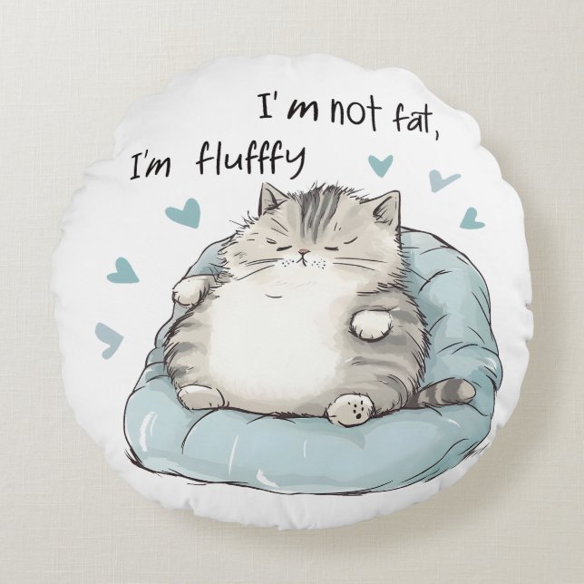 Chubby Cat Chill Vibes Rundes Kissen (Vorderseite)