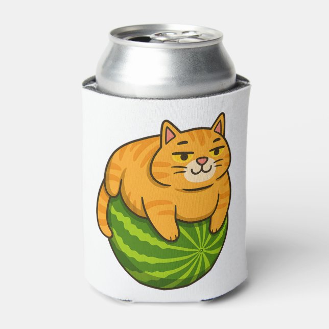 Chubby Cat on Watermelon Meme Shirt Dosenkühler (Kanne Vorderseite)
