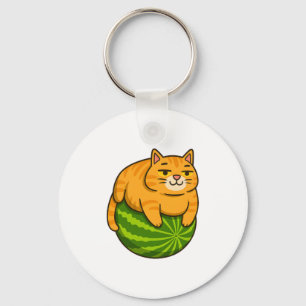 Chubby Cat on Watermelon Meme Shirt Schlüsselanhänger