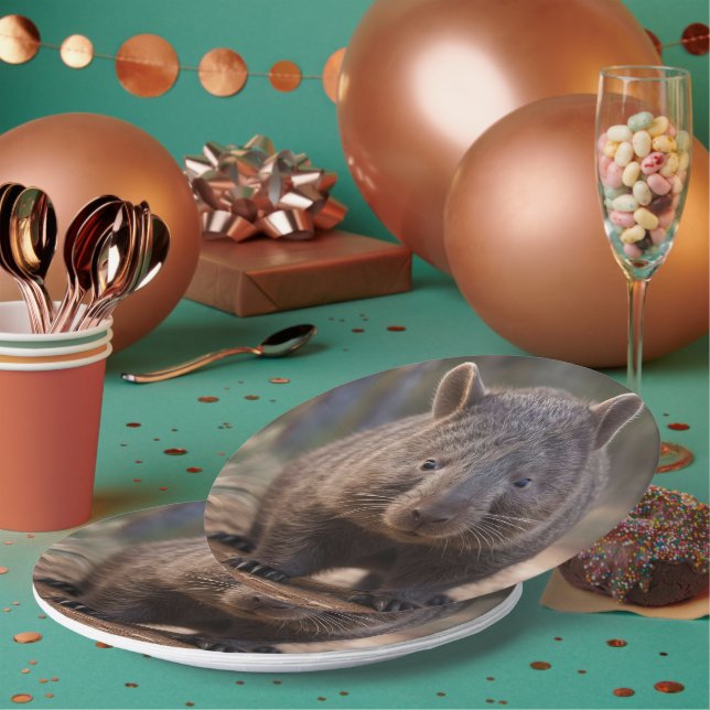 "Chubby Charm: Die Adorable Australian Wombat" Pappteller (Multi)