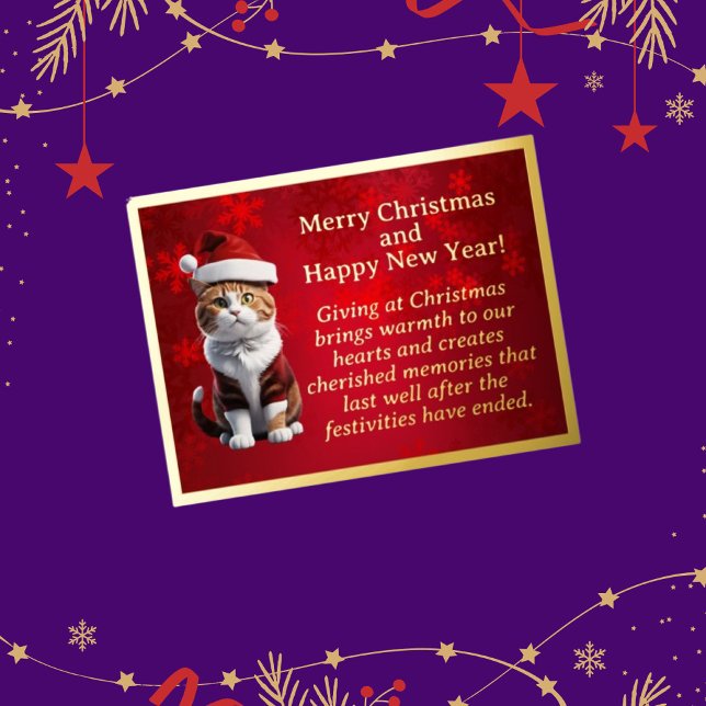 Chubby Chat à Santa Hat Carte postale (Créateur téléchargé)