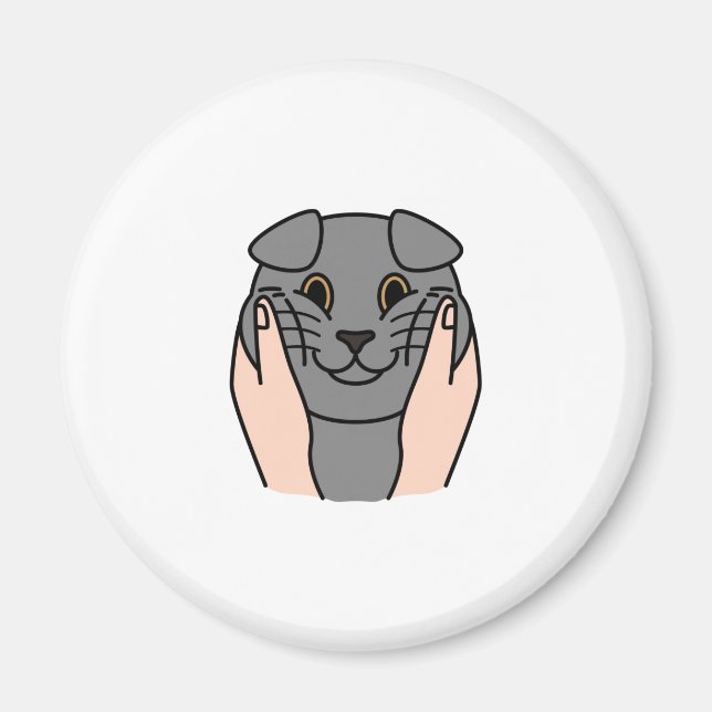 Chubby Cheeks Scottish Fold Cat Magnet (Vorne)