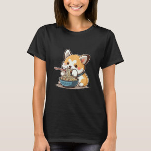 Chubby Corgi Dog Eating Ramen Niedlich T-Shirt