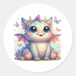 Chubby Dinosaur Pastel Dino Friend Runder Aufkleber