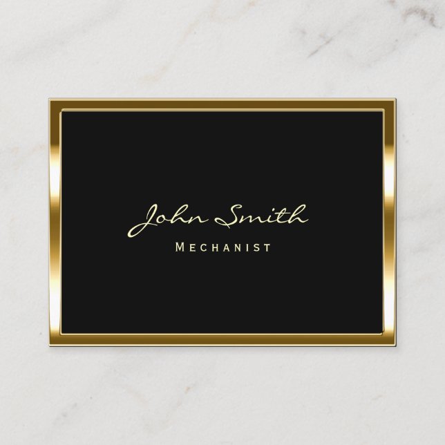 Chubby Gold Border Mechanic Business Card Visitenkarte (Vorderseite)