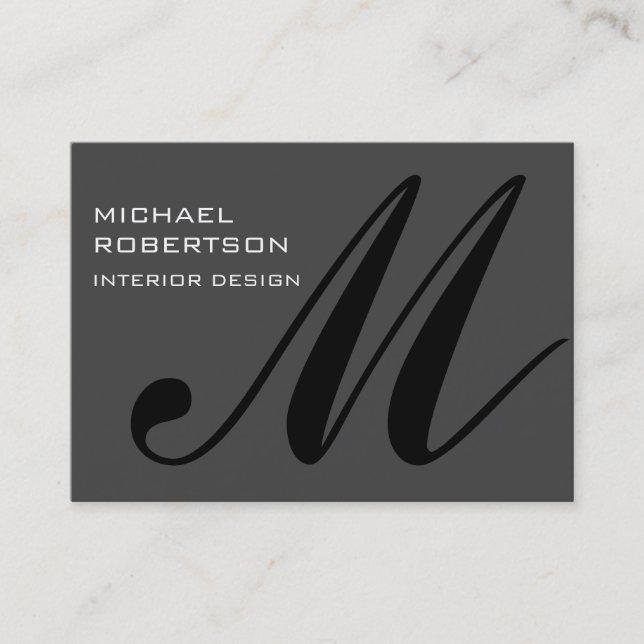 Chubby Gray Black Monogram Stilvolle Visitenkarte (Vorderseite)