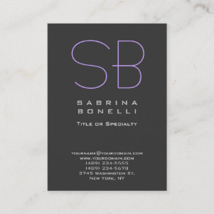 Chubby Gray Sophisticed Monogram Business Card Visitenkarte