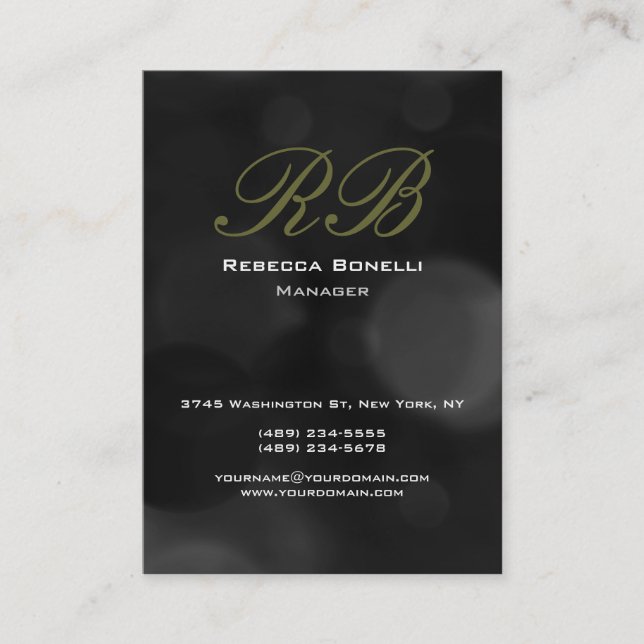 Chubby Grey Black Monogram Manager Business Card Visitenkarte (Vorderseite)