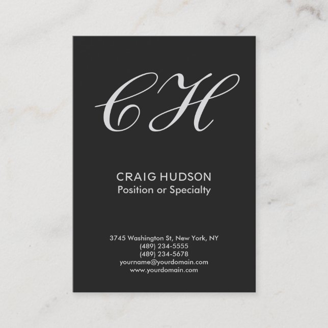 Chubby Grey Monogram Carte de visite professionnel (Devant)