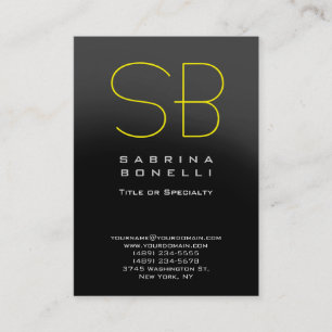 Chubby Grey Yellow Monogram Business Card Visitenkarte