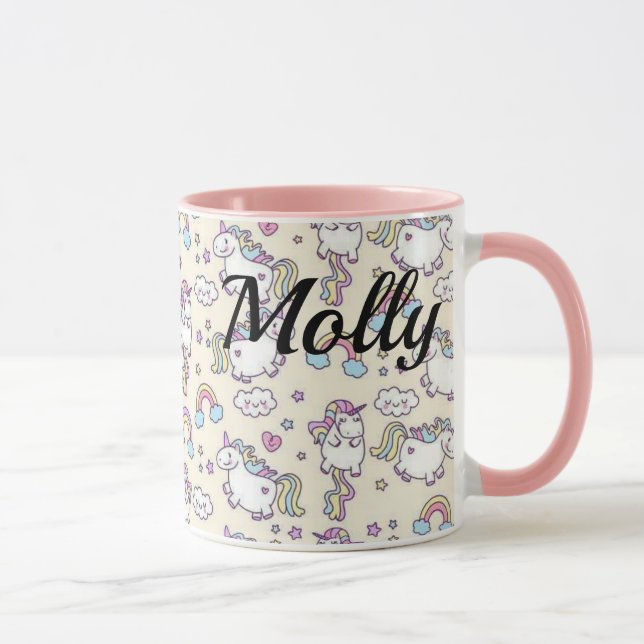 Chubby Happy UNICORNS Kawaii Tasse für Niedlichen  (Rechts)