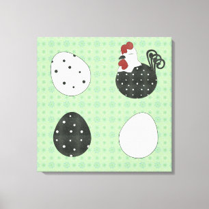 Chubby Hühnchen und Eier Gestrickte Leinwand Print