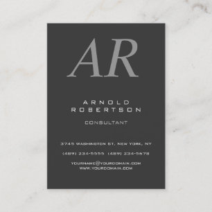 Chubby Italic Gray Monogram Business Card Visitenkarte
