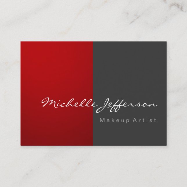 Chubby Makeup Artist Gray Red Business Card Visitenkarte (Vorderseite)