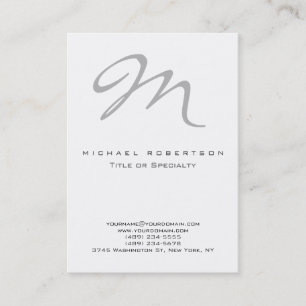 Chubby Modern Grau Monogram White Business Card Visitenkarte