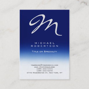Chubby Modern Monogram White Blue Business Card Visitenkarte