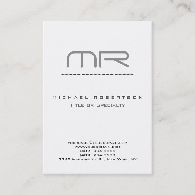 Chubby Modern Monogram White Clean Business Card Visitenkarte (Vorderseite)