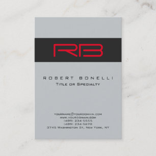 Chubby Monogram Gray Red Business Card Visitenkarte
