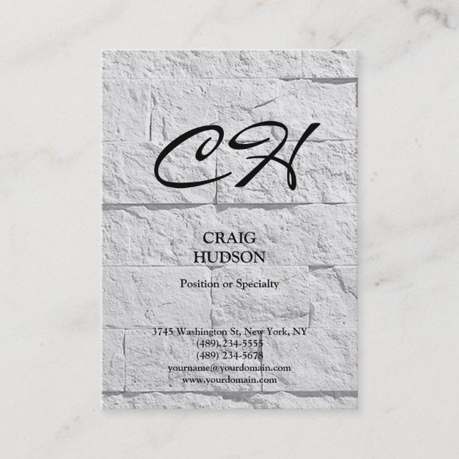 Chubby Monogram Wall Brick Design Business Card Visitenkarte (Vorderseite)