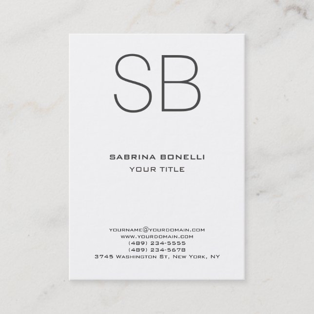 Chubby Monogram White Niedlich Business Card Visitenkarte (Vorderseite)