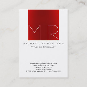 Chubby Monogram White Red Business Card Visitenkarte