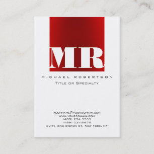 Chubby Monogramme Blanc Carte de visite rouge fonc