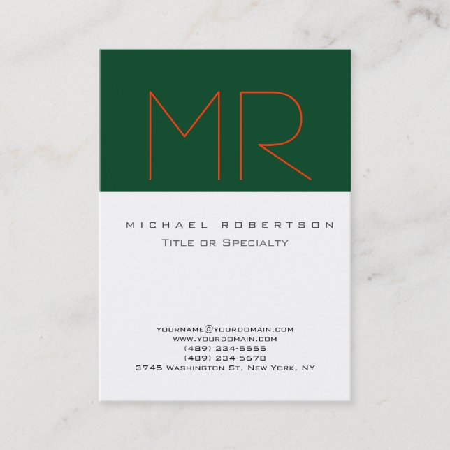 Chubby Orange Green White Clean Business Card Visitenkarte (Vorderseite)