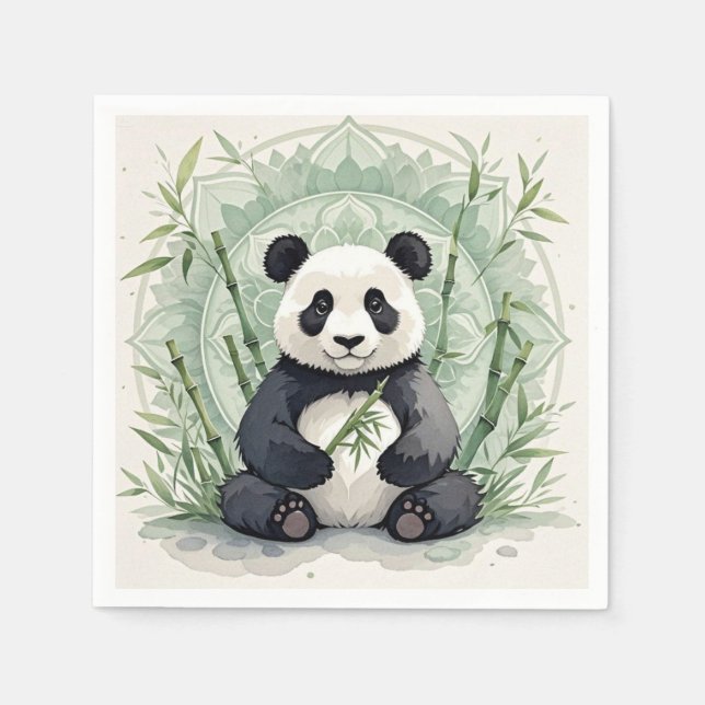 Chubby-Panda in einer Lotus-Pose Serviette (Vorderseite)