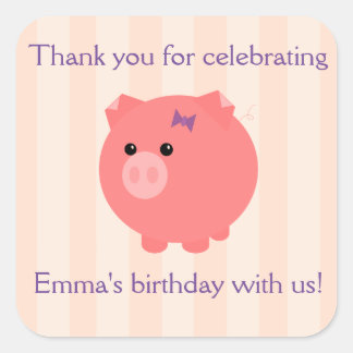 Chubby Pig mit PInk Stripes Stickers