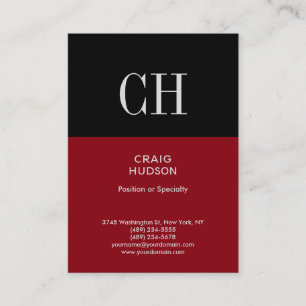 Chubby Red Black Strip Monogram Business Card Visitenkarte