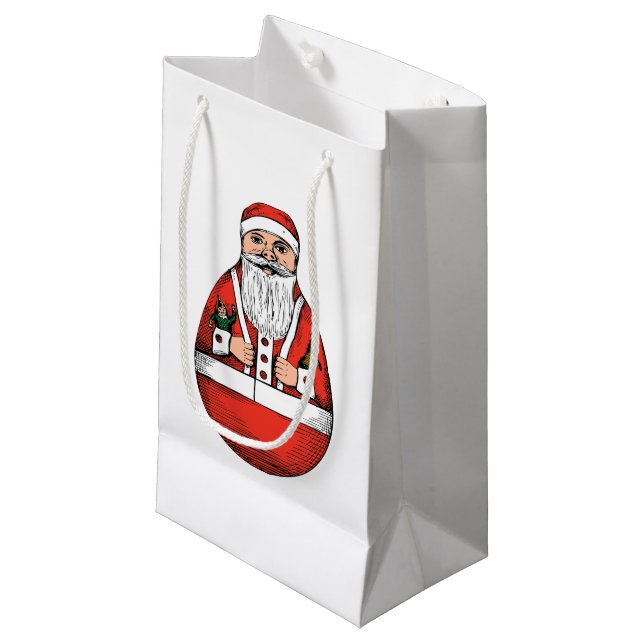 Chubby Rolly Polly Santa Small Geschenktasche Kleine Geschenktüte (Vorderseite Schrägansicht)