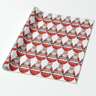 Chubby Rolly Polly Santa Wrapping Paper Geschenkpapier