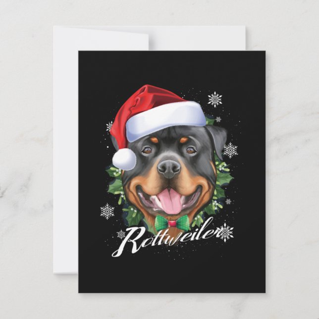 Chubby Rottweiler Dog Weihnachten RSVP Karte (Vorderseite)