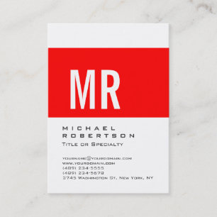 Chubby rouge rayé Monogramme Carte de visite blanc