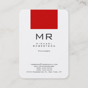 Chubby Rounded Corner White Red Business Card Visitenkarte