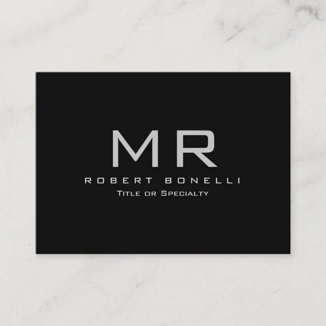 Chubby Schwarz-weiß Grau Monogram Business Card Visitenkarte (Vorderseite)