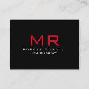 Chubby Schwarz-weiß Red Monogram Business Card Visitenkarte