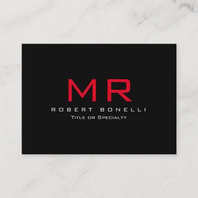 Chubby Schwarz-weiß Red Monogram Business Card Visitenkarte (Vorderseite)