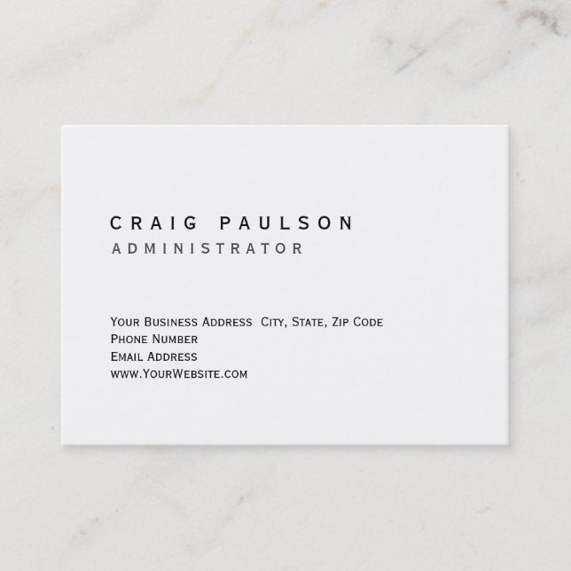 Chubby Simple Stylish White Trendy Business Card Visitenkarte (Vorderseite)