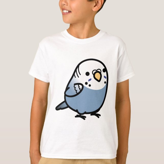 Chubby Slate Blue Budgie T-Shirt (Vorderseite)