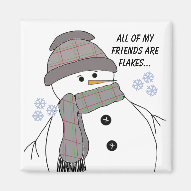 Chubby Snowman mit Fun Sprichwort Magnet (Vorne)