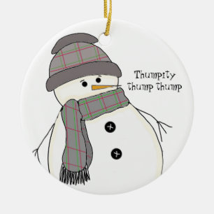 Chubby Snowman mit Sprichwort Keramikornament