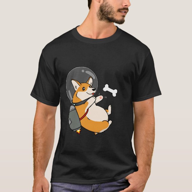 Chubby Space Jetpack Corgi T-Shirt (Vorderseite)