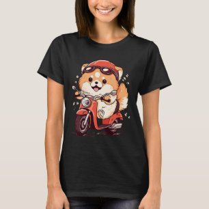 Chubby Spitz Dog Reiten eines Red Scooter T-Shirt