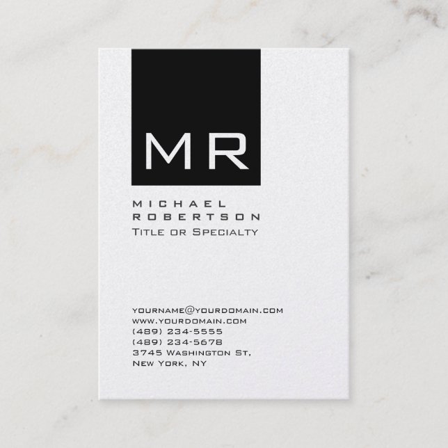Chubby Stylish Black Monogram Business Card Visitenkarte (Vorderseite)