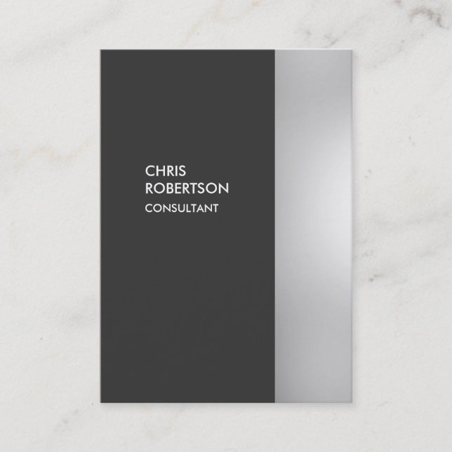 Chubby Stylish Gray Modern Vertical Business Card Visitenkarte (Vorderseite)